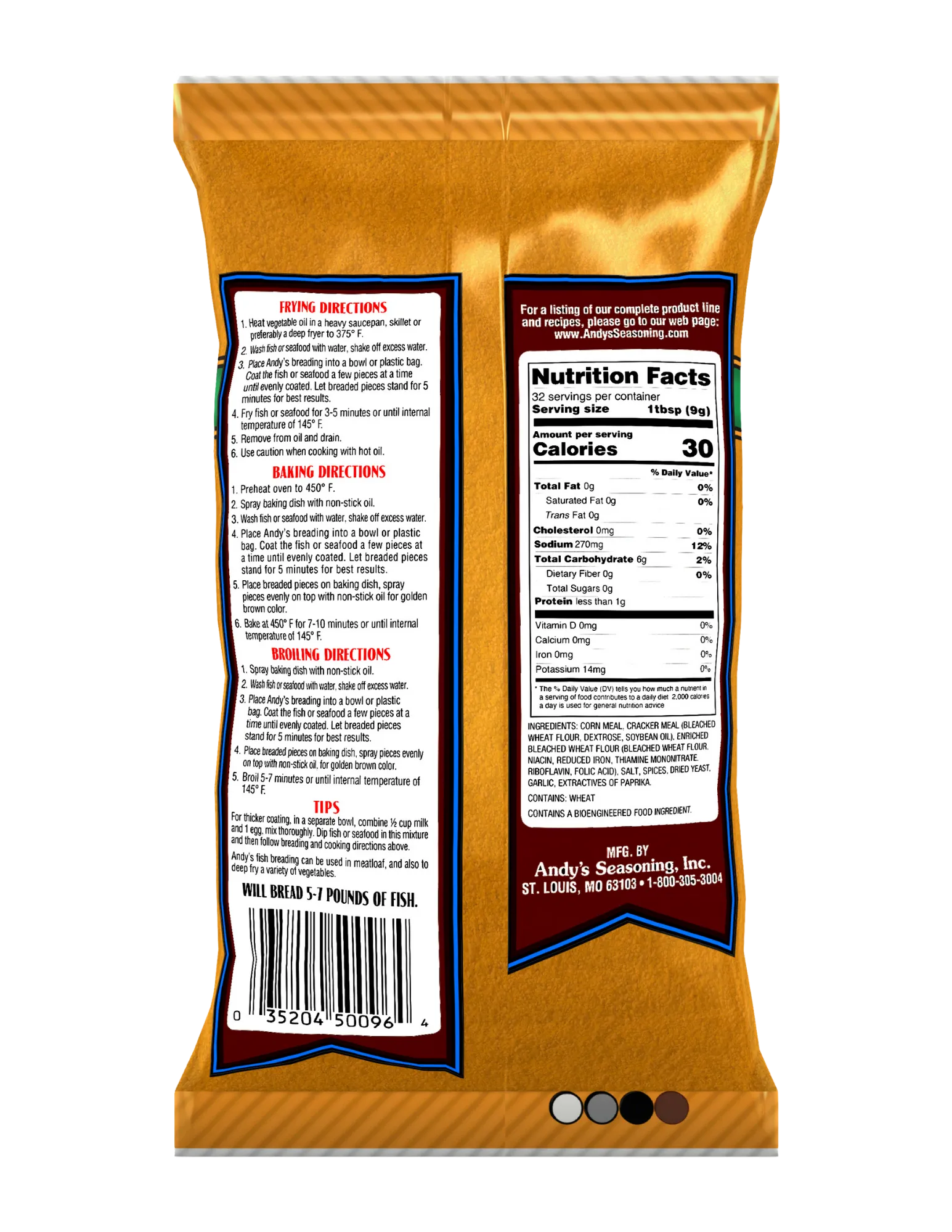 Red Fish Breading (No MSG) Back