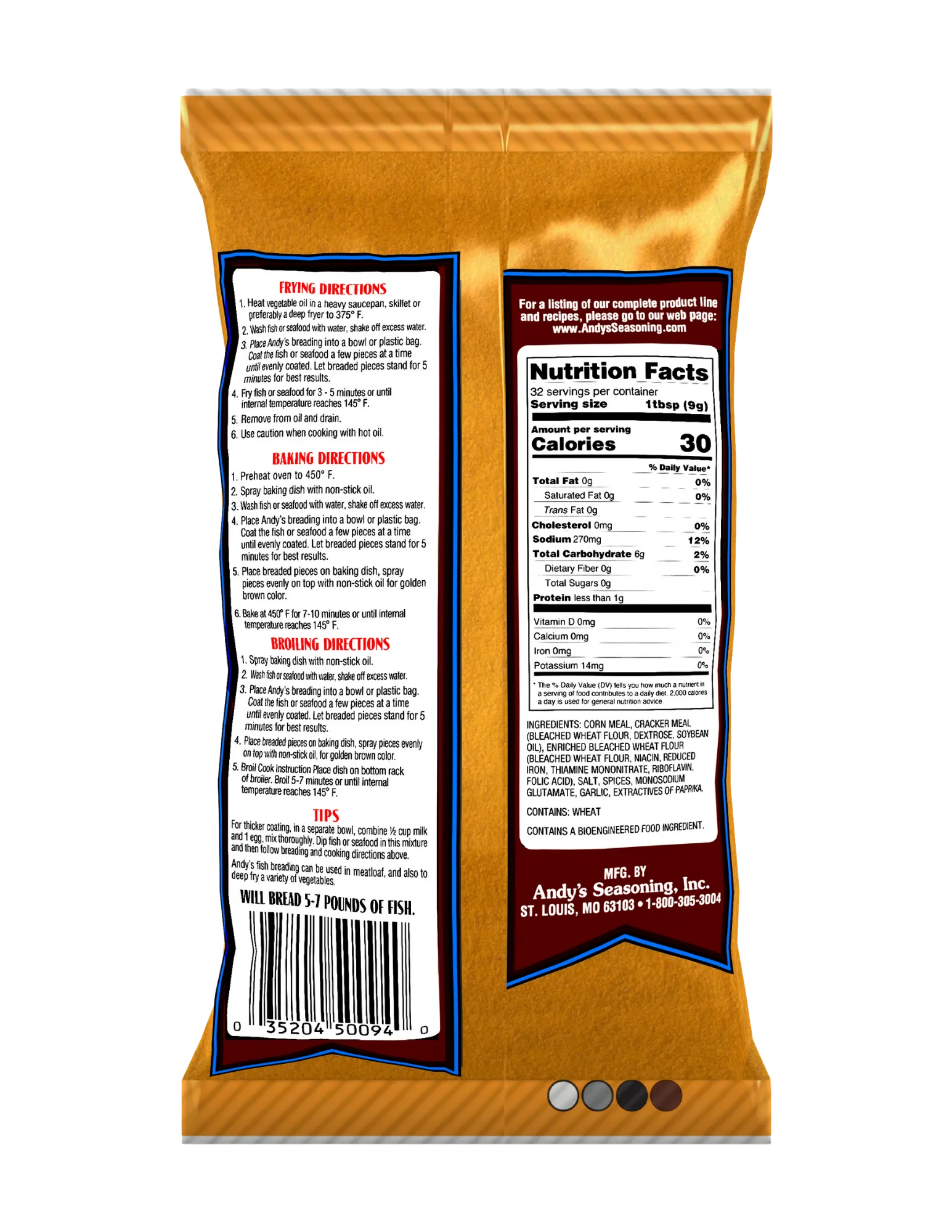 Andy's Red Fish Breading Back